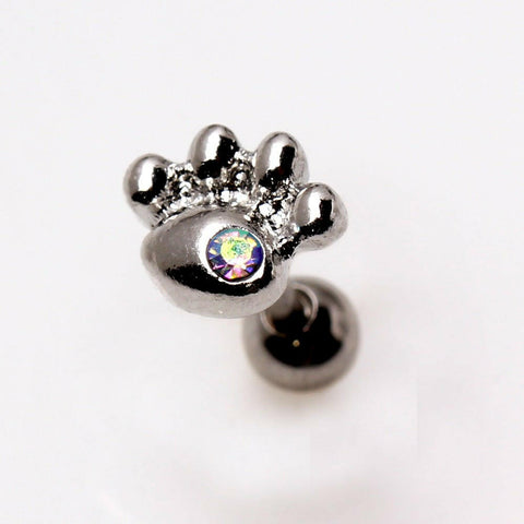 316L Stainless Steel Aurora Borealis Dog Paw Cartilage Earring.