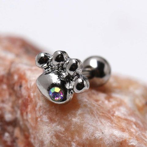 316L Stainless Steel Aurora Borealis Dog Paw Cartilage Earring.