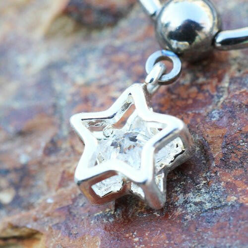 316L Stainless Steel Captive Bead Ring with Star Dangle Nipple Jewelry - Impulse Piercings