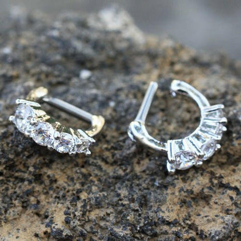 316L Stainless Steel Cascading CZ Cartilage Clicker Earring - Impulse Piercings