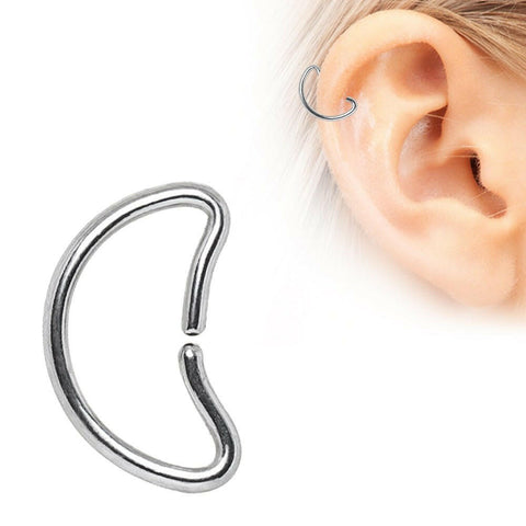 316L Stainless Steel Crescent Moon Cartilage Earring - Impulse Piercings