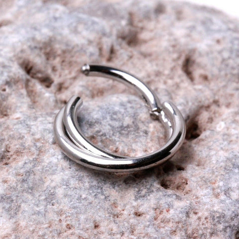 316L Stainless Steel Criss-Cross Hinged Clicker Ring - Impulse Piercings