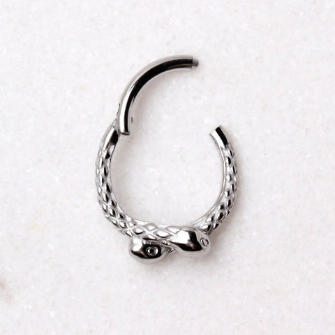 316L Stainless Steel Double Snakes Hinged Clicker Ring.