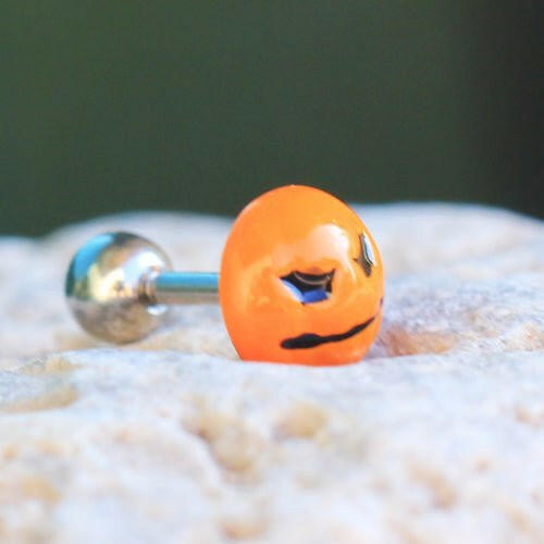 316L Stainless Steel Halloween Face Pumpkin Cartilage Earring - Impulse Piercings