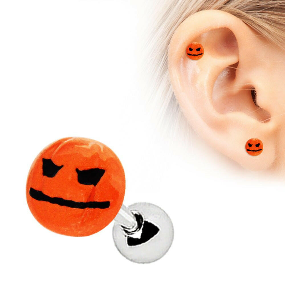 316L Stainless Steel Halloween Face Pumpkin Cartilage Earring - Impulse Piercings