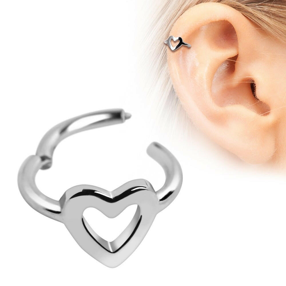 316L Stainless Steel Heart Seamless Clicker Ring - Impulse Piercings