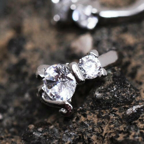 316L Stainless Steel Jeweled Cat Cartilage Clicker Earring - Impulse Piercings