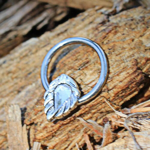 316L Stainless Steel Jeweled Leaf Captive Bead Ring / Septum Ring - Impulse Piercings