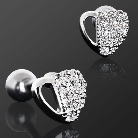 316L Stainless Steel Multi-CZ Vacant Heart Cartilage Earring - Impulse Piercings