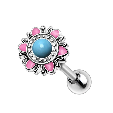 316L Stainless Steel Pastel Flower Cartilage Earring.