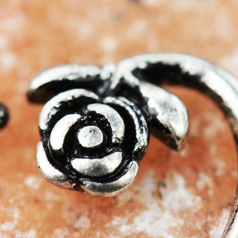 316L Stainless Steel Rose Heart Cartilage Earring - Impulse Piercings