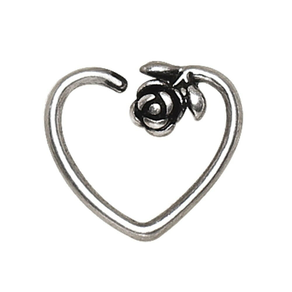 316L Stainless Steel Rose Heart Cartilage Earring - Impulse Piercings