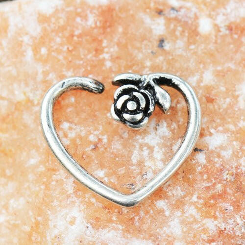 316L Stainless Steel Rose Heart Cartilage Earring - Impulse Piercings