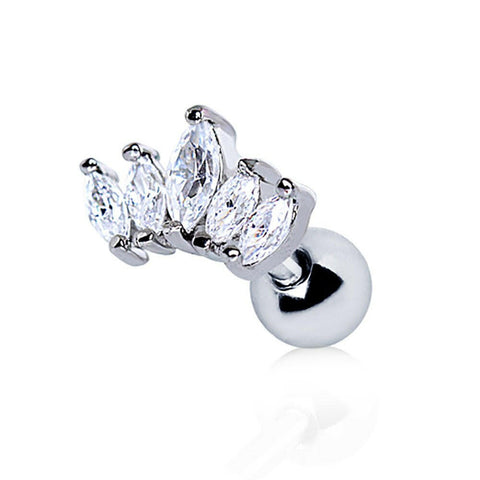 316L Stainless Steel Royal Crystal Crown Cartilage Earring - Impulse Piercings