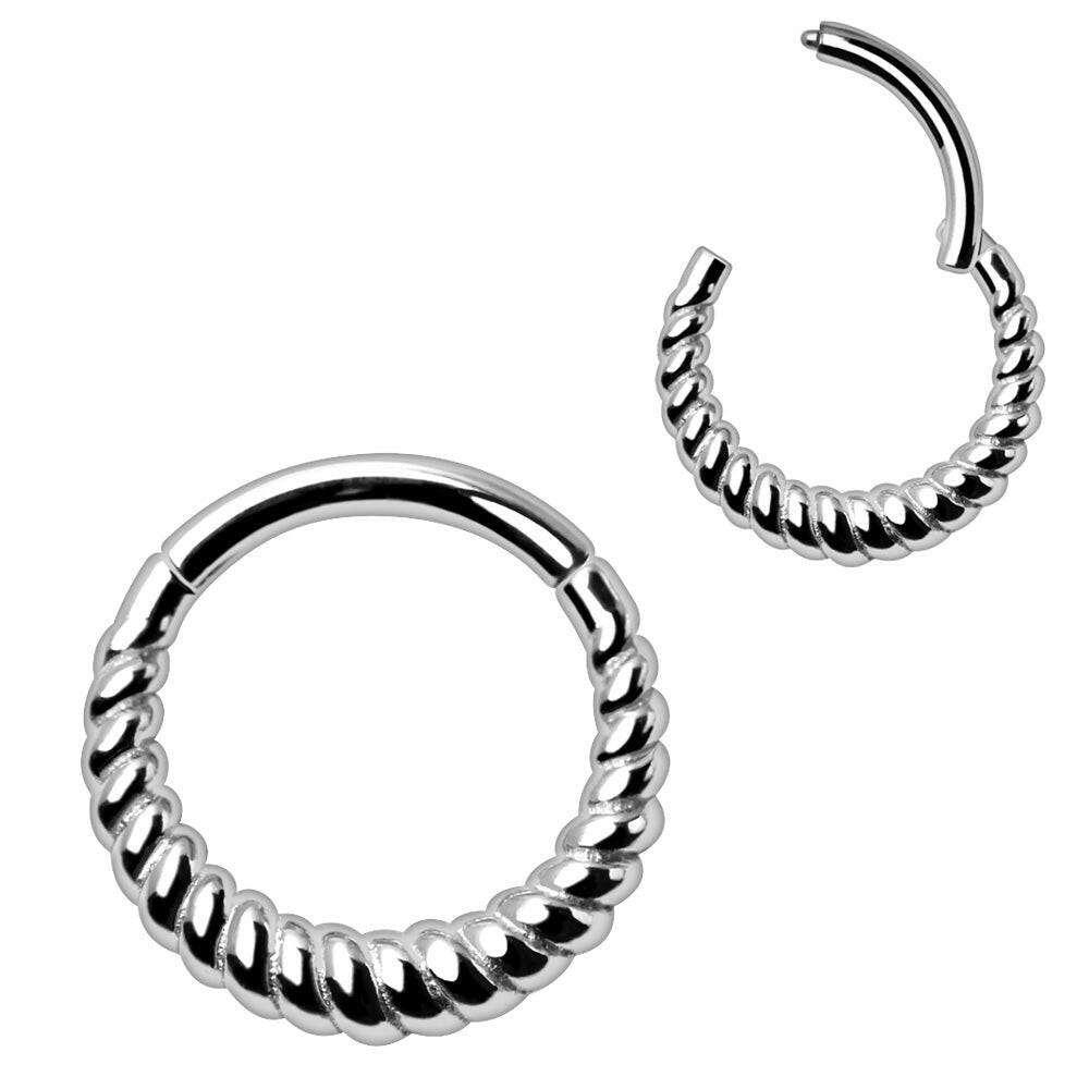 316L Stainless Steel Thick Rope Design Seamless Clicker Ring - Impulse Piercings