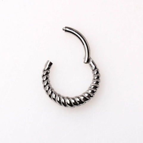 316L Stainless Steel Thick Rope Design Seamless Clicker Ring - Impulse Piercings