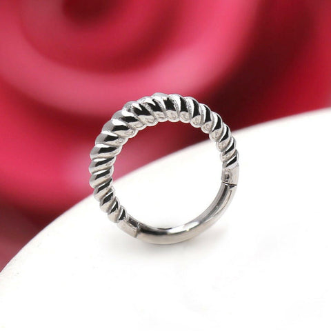 316L Stainless Steel Thick Rope Design Seamless Clicker Ring - Impulse Piercings