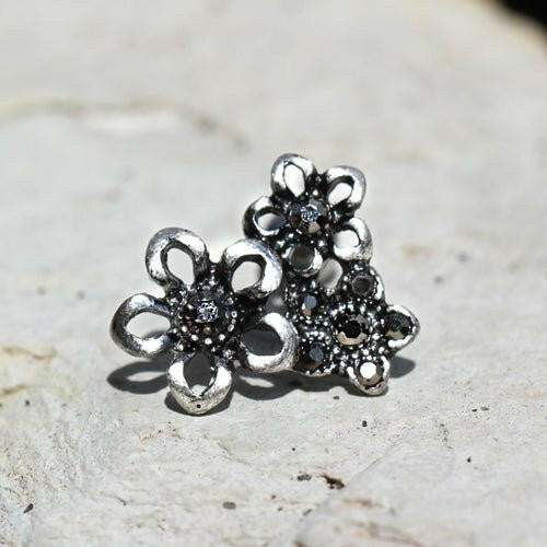 316L Stainless Steel Triple Accented Flower Cartilage Earring - Impulse Piercings