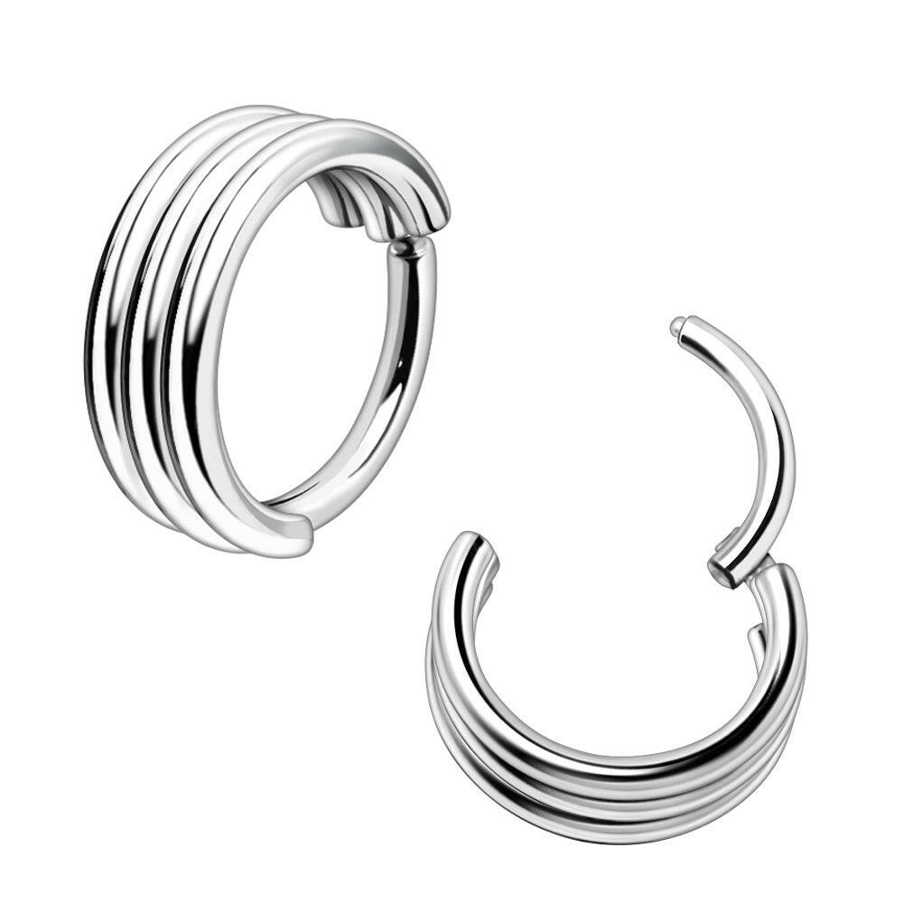 316L Stainless Steel Triple Seamless Clicker Ring - Impulse Piercings