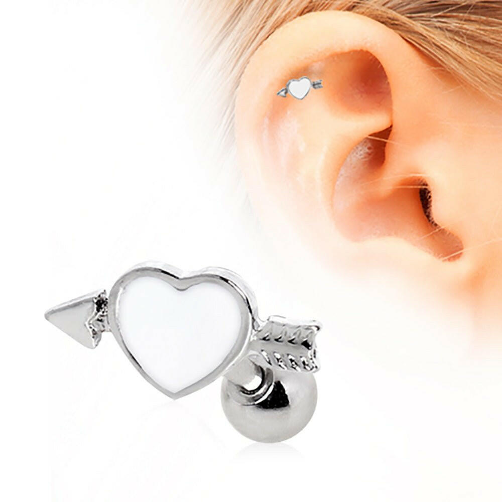 316L Surgical Steel Arrow Through Your Heart Cartilage Earring - Impulse Piercings