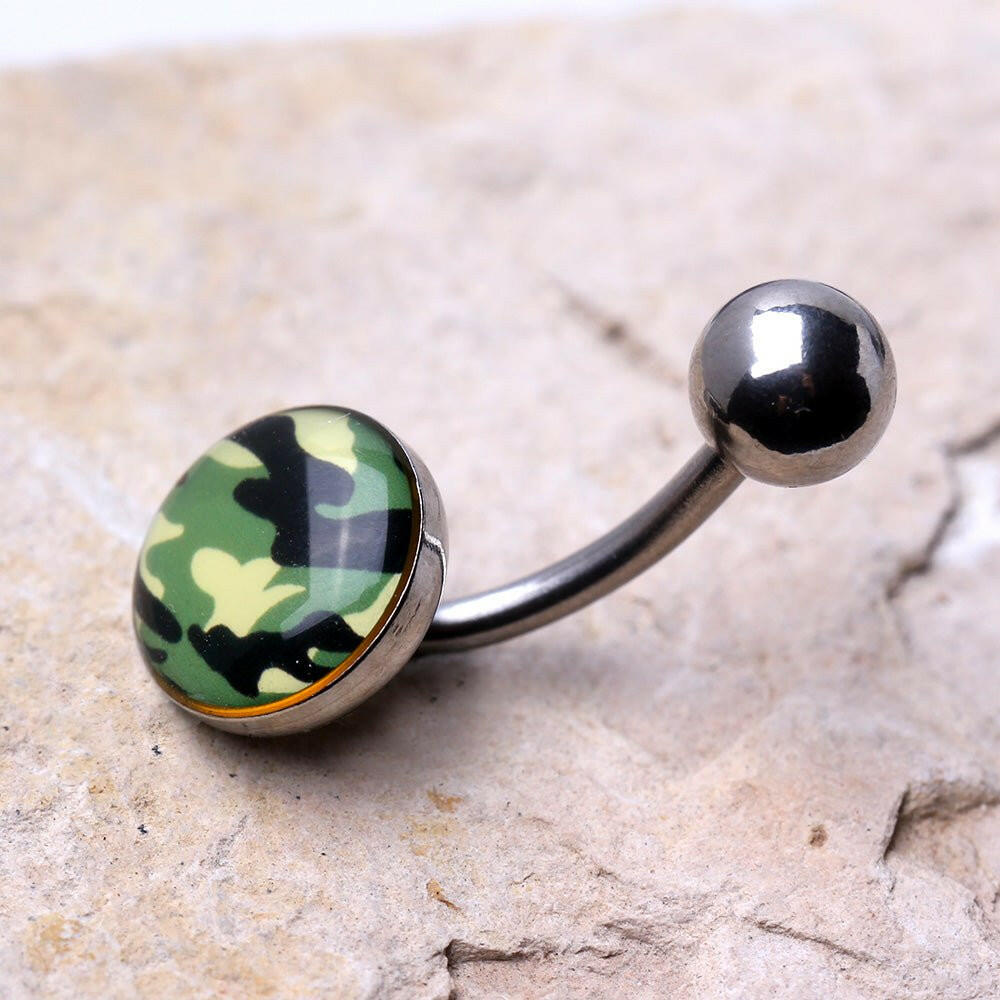 316L Surgical Steel Camouflage Navel Ring - Impulse Piercings