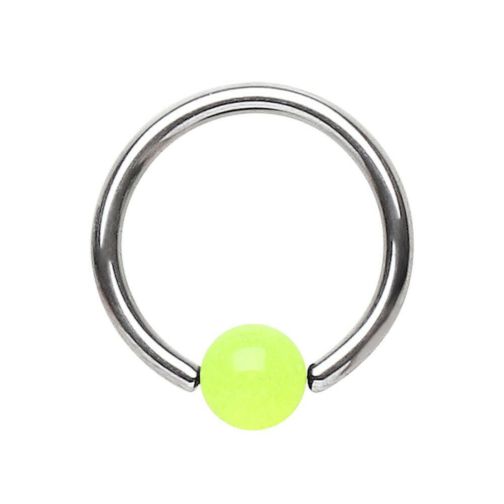 316L Surgical Steel Captive Bead Ring with Glow in the Dark Ball - Impulse Piercings