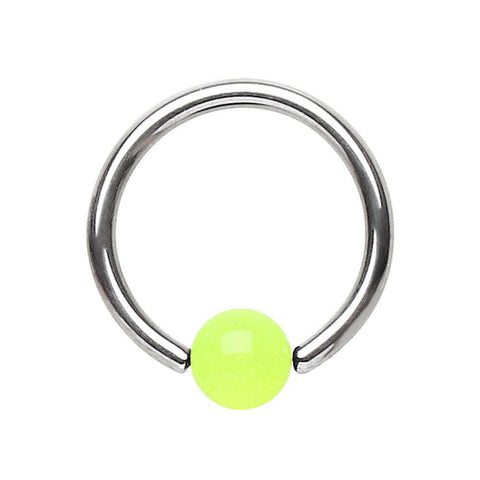 316L Surgical Steel Captive Bead Ring with Glow in the Dark Ball - Impulse Piercings