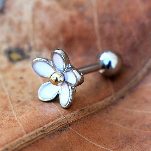 316L Surgical Steel Sweet White Daisy Cartilage Earring - Impulse Piercings