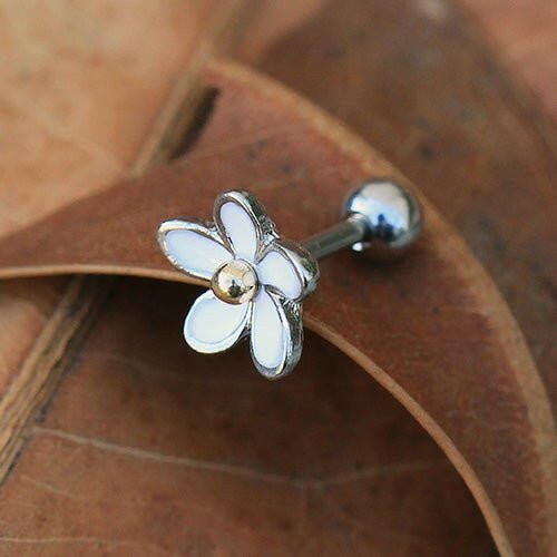 316L Surgical Steel Sweet White Daisy Cartilage Earring - Impulse Piercings