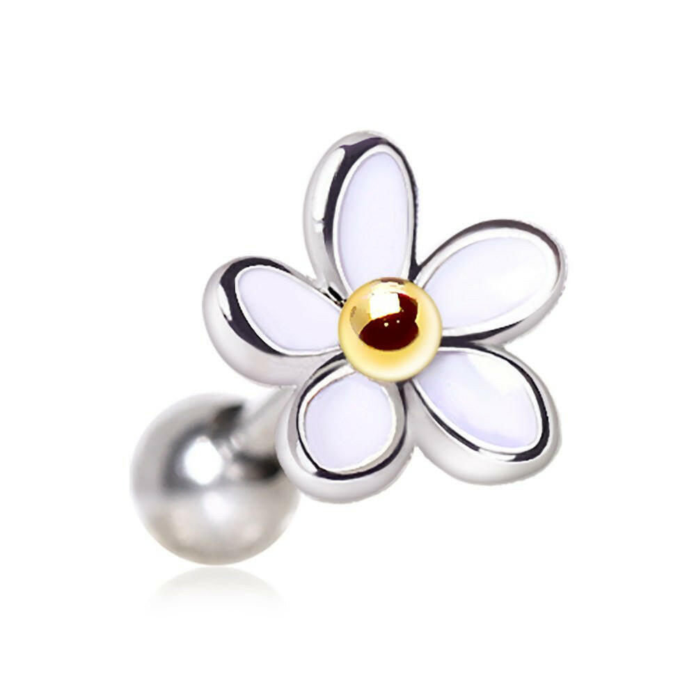 316L Surgical Steel Sweet White Daisy Cartilage Earring - Impulse Piercings