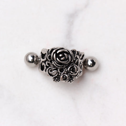 Stainless Steel Black Roses Cartilage Cuff Earring - Impulse Piercings