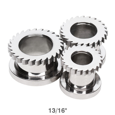 13/16" 316L Surgical Steel Screw Fit Tunnel Plug with Spin Saw Flare - Impulse Piercings