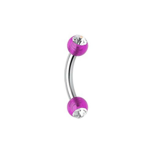 Acrylic Gem Ball Curved Barbell Eyebrow Ring.