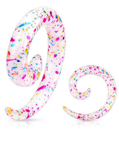 Acrylic Paint Splatter Printed Spiral Taper - Impulse Piercings