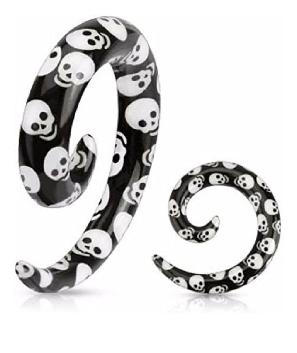 Acrylic Skull Printed Spiral Taper - Impulse Piercings