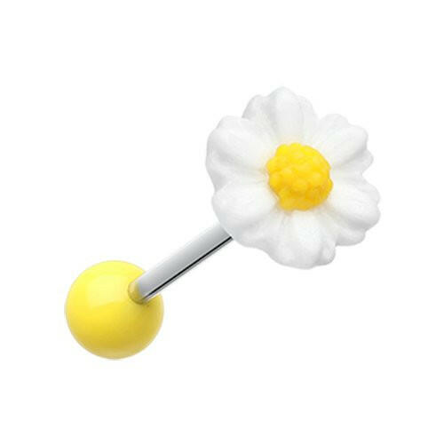 Adorable Daisy Acrylic Barbell Tongue Ring.