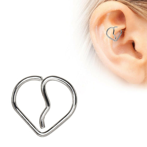 Annealed 316L Stainless Steel Broken Heart Cartilage Earring - Impulse Piercings