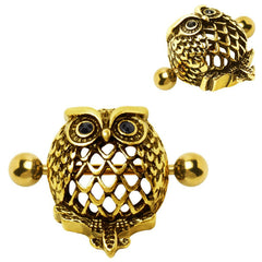 Antique Gold Plated Owl Dome Shape Nipple Shield.