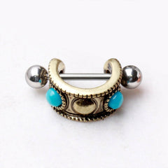 Antique Gold Plated Turquoise Cartilage Cuff Earring - Impulse Piercings