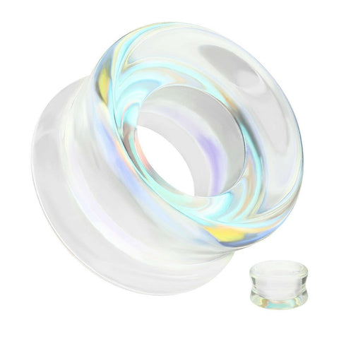 Aurora Borealis Glass Double Flare Saddle Tunnel