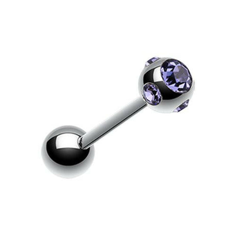 Aurora Gem Ball Steel Barbell Tongue Ring.