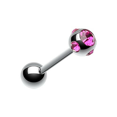 Aurora Gem Ball Steel Barbell Tongue Ring.