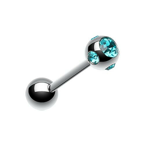 Aurora Gem Ball Steel Barbell Tongue Ring.