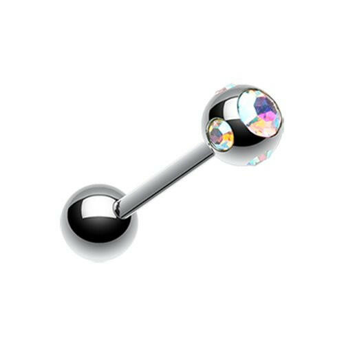 Aurora Gem Ball Steel Barbell Tongue Ring.