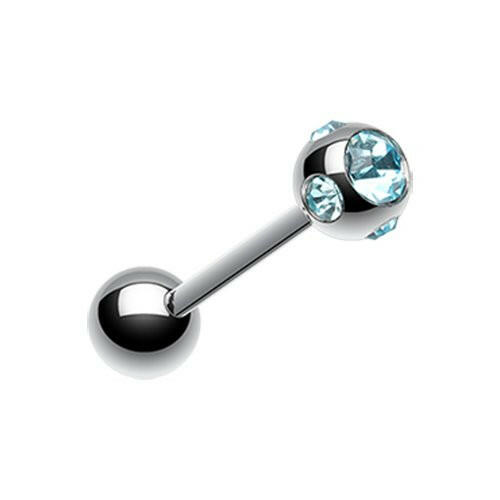 Aurora Gem Ball Steel Barbell Tongue Ring.