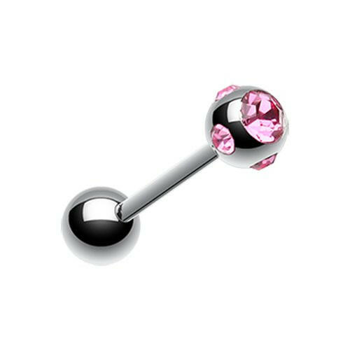 Aurora Gem Ball Steel Barbell Tongue Ring.