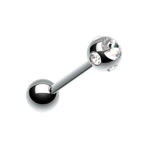 Aurora Gem Ball Steel Barbell Tongue Ring.