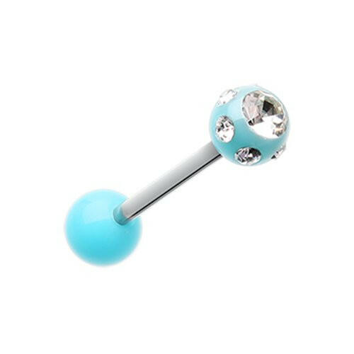 Aurora Gem Ball UV Acrylic Barbell Tongue Ring.