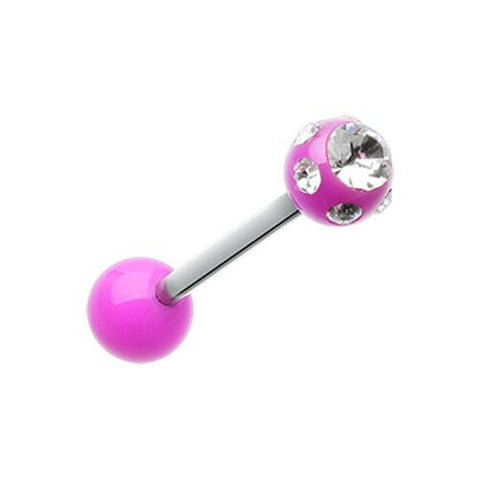 Aurora Gem Ball UV Acrylic Barbell Tongue Ring.