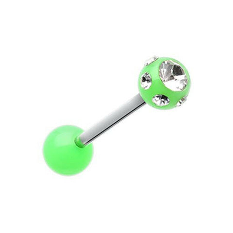 Aurora Gem Ball UV Acrylic Barbell Tongue Ring.